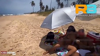 Brazilian Director Baiano'S Wife Joins Him For A Steamy Beach Encounter