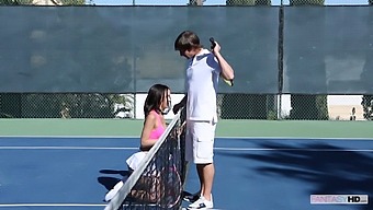 Dillion Harper'S Tennis Coach Gets A Surprise When She Reveals Her Smooth Pussy