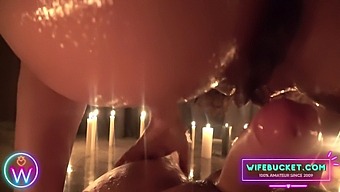 Amateur Threesome With Candles And Lingerie For Valentine'S Day