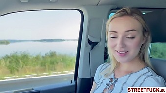 Horny Blonde Hitchhiker Oxana Enjoys Car Sex With Big Cock