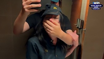 Daring Public Encounter In A Restroom Leads To Passionate Encounter With A Mcdonald'S Employee Due To Spilled Beverage. Starring Eva Soda, Tagged With Extreme, Amateur, Pov, Rough, And Exhibitionists.
