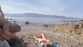 A Daring Man Displays His Genitals To A Nudist Mother At A Beach, Who Proceeds To Perform Oral Sex